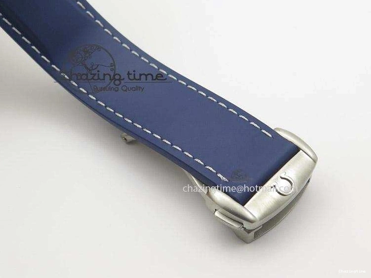 0213 HighPerformance Seamaster Planet Ocean GMT 600M Blue Dial SS On Blue Rubber Strap A 8278